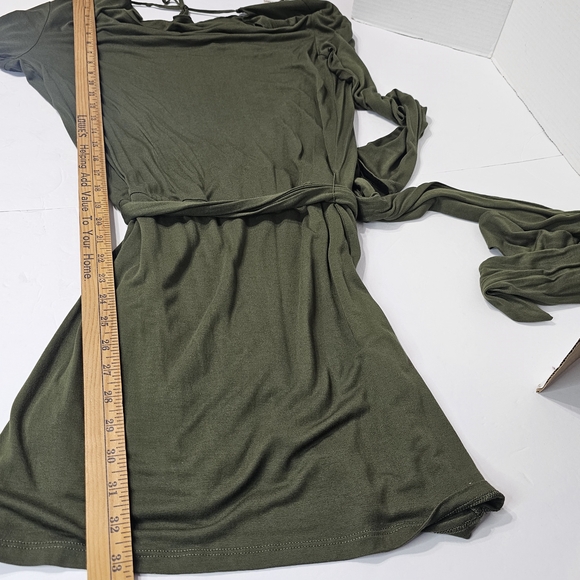 Haute Hippie Forest Green Long Sleeve Dress Sz Small Minimalist Womens - Picture 8 of 10